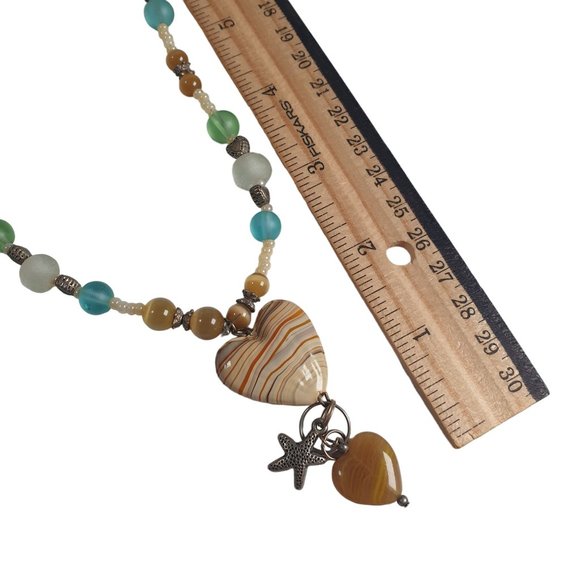 Necklace Boho Beach Core Jewelry 28 In Sea Glass Gem Costume Colorful Charm - Picture 3 of 7